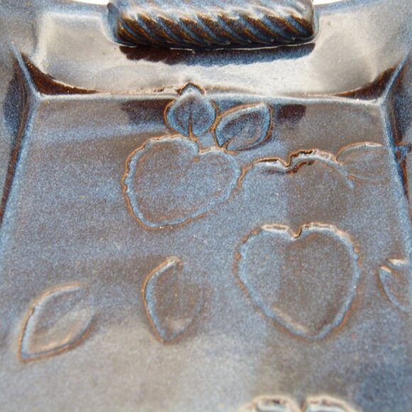 Thomas Pottery Seagrove North Carolina Tibit Tray Blue Glaze Retired - Picture 11 of 12